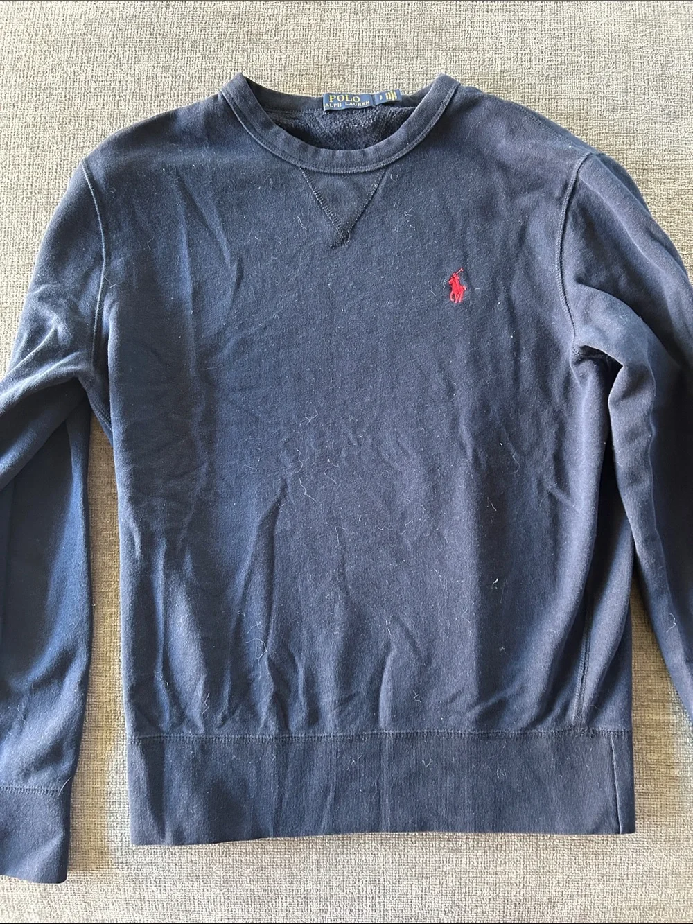 Polo by Ralph Lauren Navy Crewneck Sweatshirt with Red Pony
